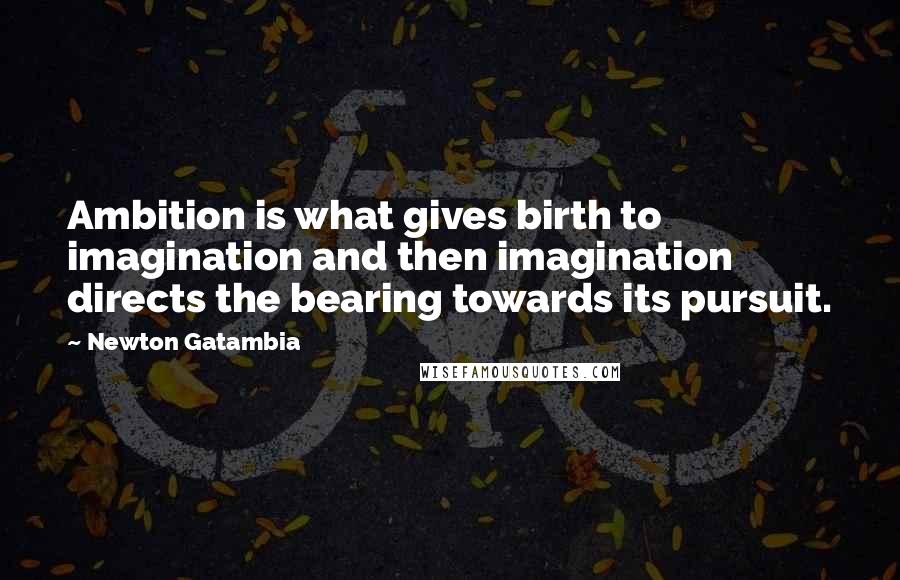 Newton Gatambia Quotes: Ambition is what gives birth to imagination and then imagination directs the bearing towards its pursuit.