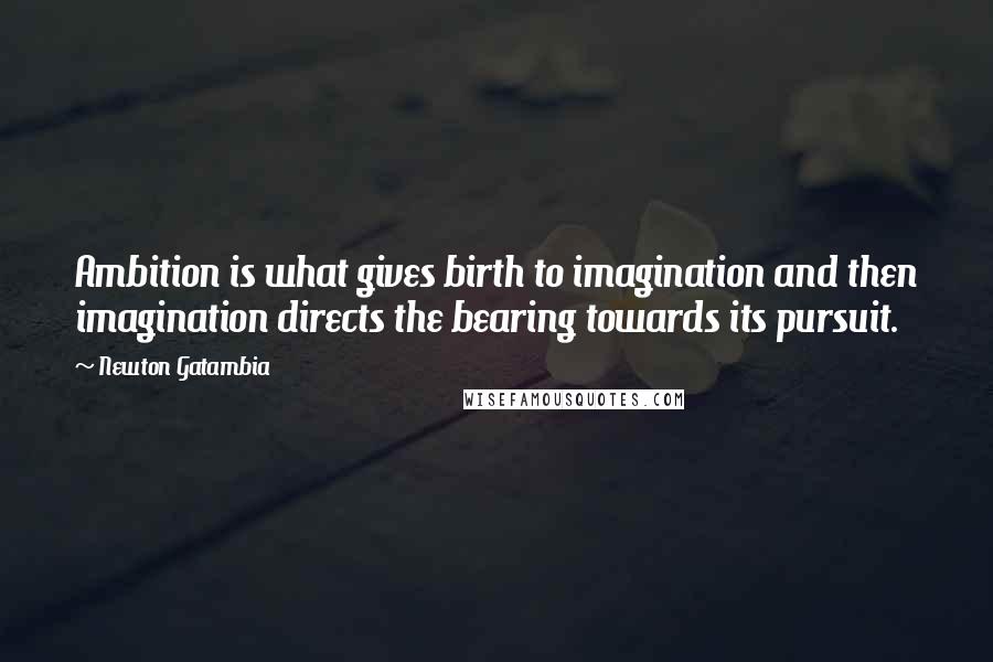 Newton Gatambia Quotes: Ambition is what gives birth to imagination and then imagination directs the bearing towards its pursuit.