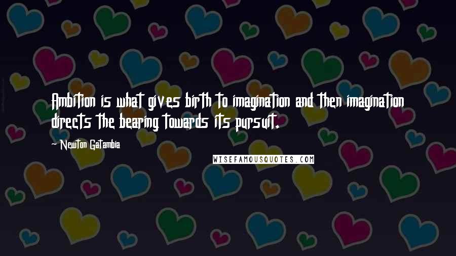 Newton Gatambia Quotes: Ambition is what gives birth to imagination and then imagination directs the bearing towards its pursuit.