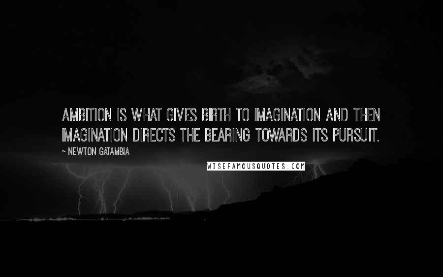 Newton Gatambia Quotes: Ambition is what gives birth to imagination and then imagination directs the bearing towards its pursuit.