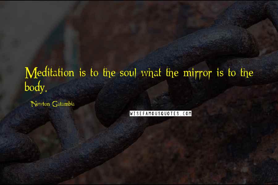 Newton Gatambia Quotes: Meditation is to the soul what the mirror is to the body.