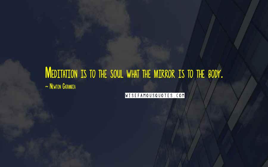 Newton Gatambia Quotes: Meditation is to the soul what the mirror is to the body.