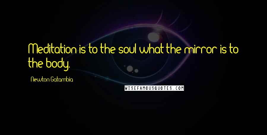 Newton Gatambia Quotes: Meditation is to the soul what the mirror is to the body.