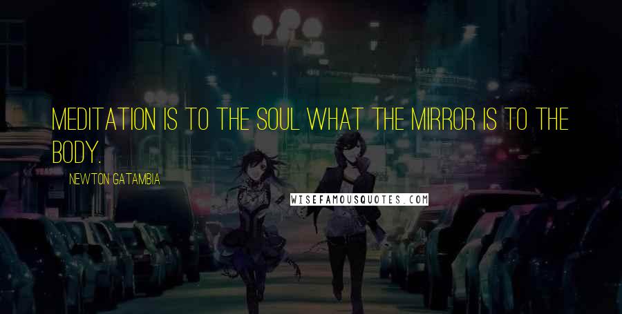 Newton Gatambia Quotes: Meditation is to the soul what the mirror is to the body.