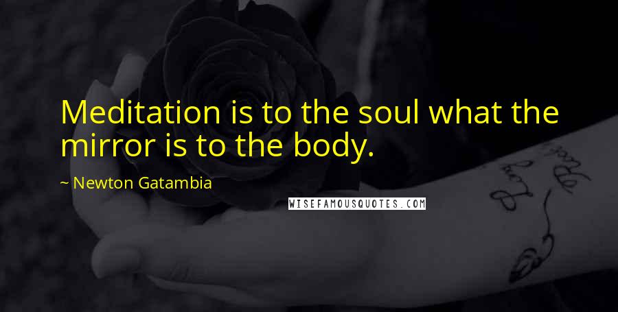 Newton Gatambia Quotes: Meditation is to the soul what the mirror is to the body.
