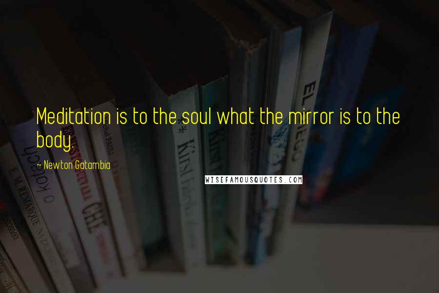 Newton Gatambia Quotes: Meditation is to the soul what the mirror is to the body.