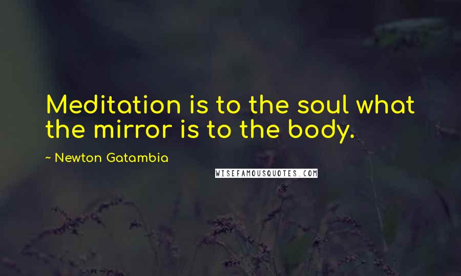 Newton Gatambia Quotes: Meditation is to the soul what the mirror is to the body.