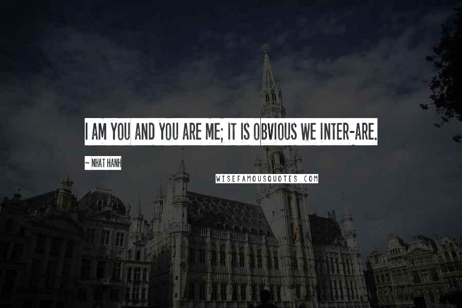 Nhat Hanh Quotes: I am you and you are me; it is obvious we inter-are.