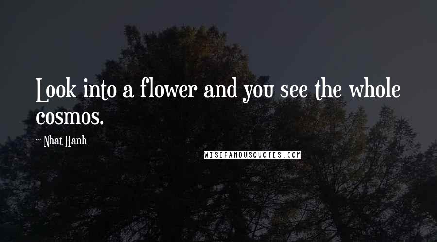 Nhat Hanh Quotes: Look into a flower and you see the whole cosmos.