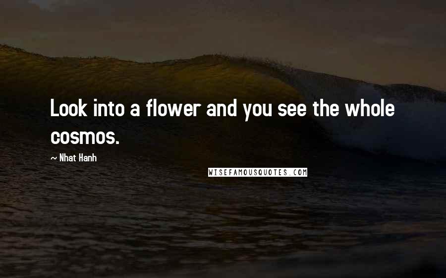 Nhat Hanh Quotes: Look into a flower and you see the whole cosmos.