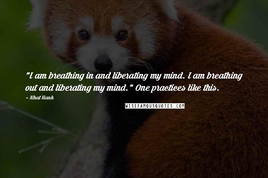 Nhat Hanh Quotes: "I am breathing in and liberating my mind. I am breathing out and liberating my mind." One practices like this.