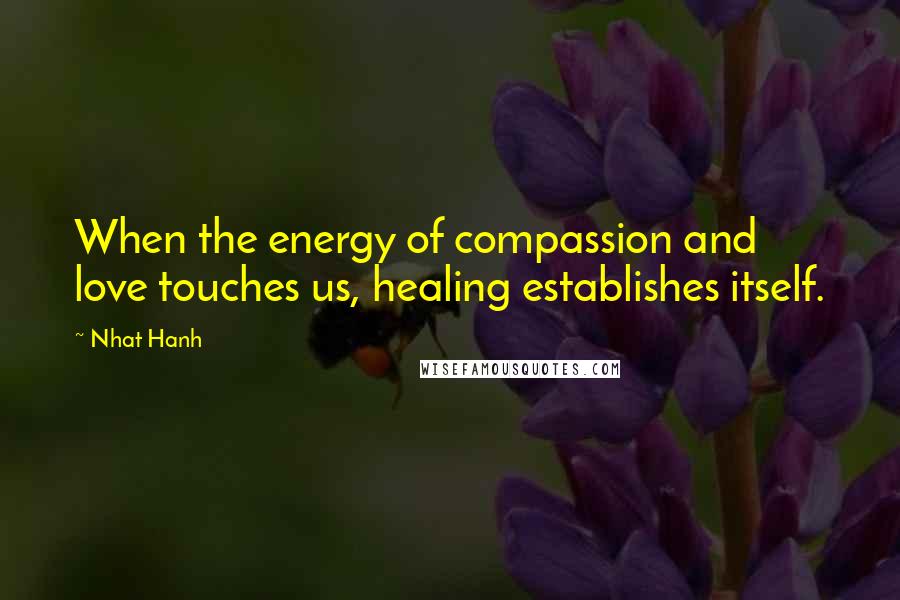 Nhat Hanh Quotes: When the energy of compassion and love touches us, healing establishes itself.