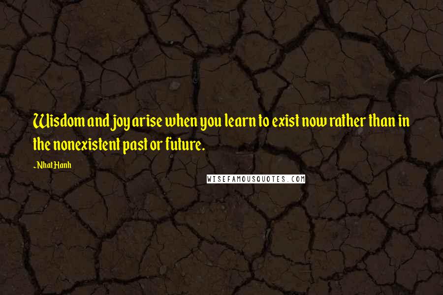 Nhat Hanh Quotes: Wisdom and joy arise when you learn to exist now rather than in the nonexistent past or future.