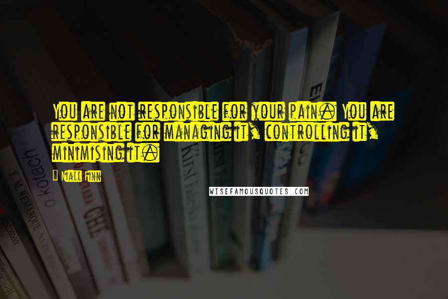Niall Finn Quotes: You are not responsible for your pain. You are responsible for managing it, controlling it, minimising it.