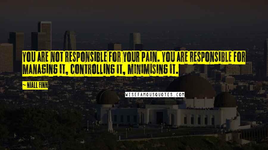Niall Finn Quotes: You are not responsible for your pain. You are responsible for managing it, controlling it, minimising it.