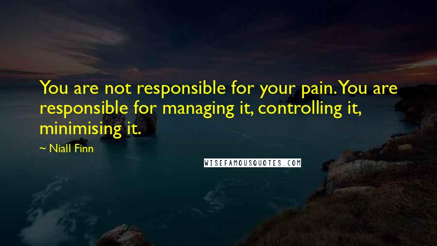 Niall Finn Quotes: You are not responsible for your pain. You are responsible for managing it, controlling it, minimising it.