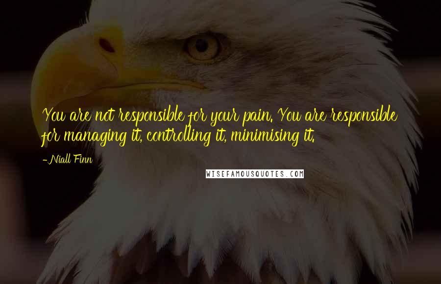Niall Finn Quotes: You are not responsible for your pain. You are responsible for managing it, controlling it, minimising it.