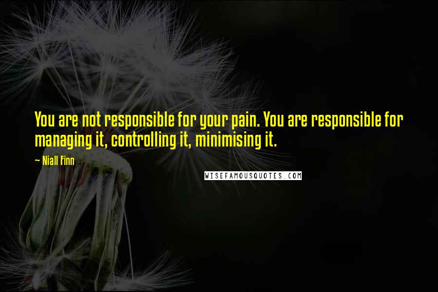 Niall Finn Quotes: You are not responsible for your pain. You are responsible for managing it, controlling it, minimising it.