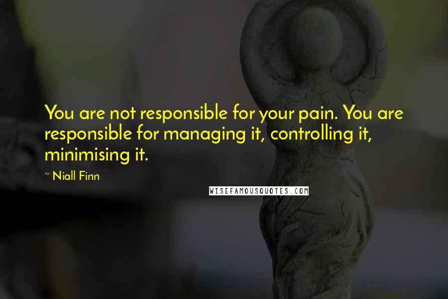 Niall Finn Quotes: You are not responsible for your pain. You are responsible for managing it, controlling it, minimising it.