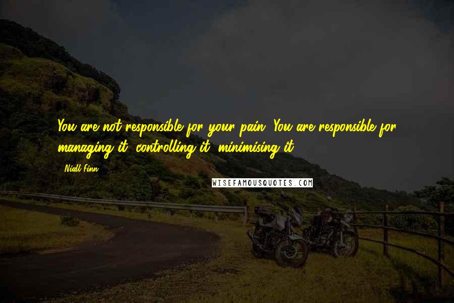 Niall Finn Quotes: You are not responsible for your pain. You are responsible for managing it, controlling it, minimising it.