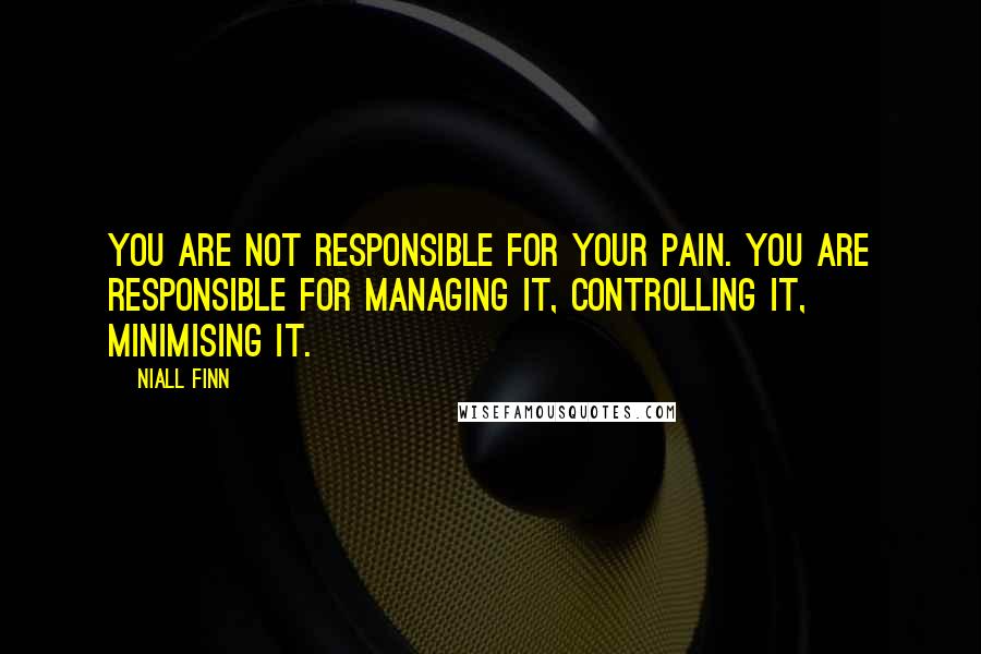 Niall Finn Quotes: You are not responsible for your pain. You are responsible for managing it, controlling it, minimising it.