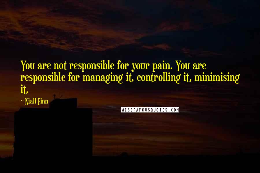 Niall Finn Quotes: You are not responsible for your pain. You are responsible for managing it, controlling it, minimising it.