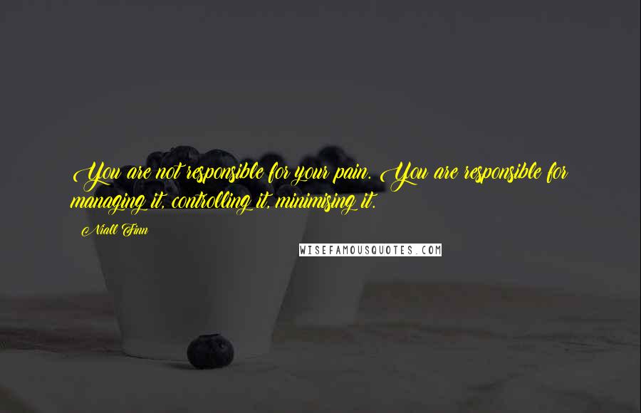 Niall Finn Quotes: You are not responsible for your pain. You are responsible for managing it, controlling it, minimising it.