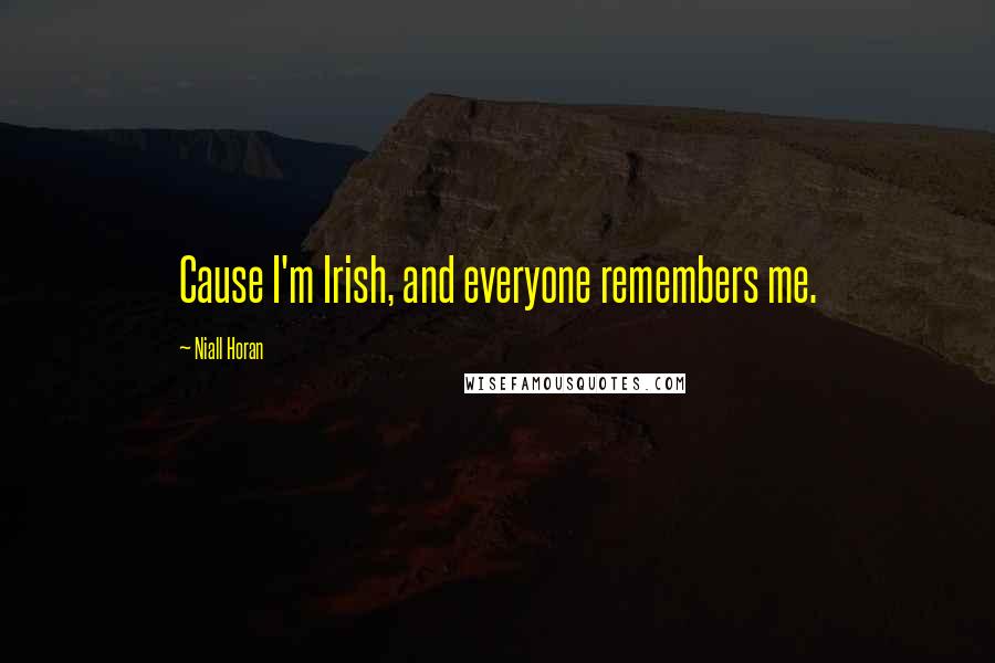 Niall Horan Quotes: Cause I'm Irish, and everyone remembers me.