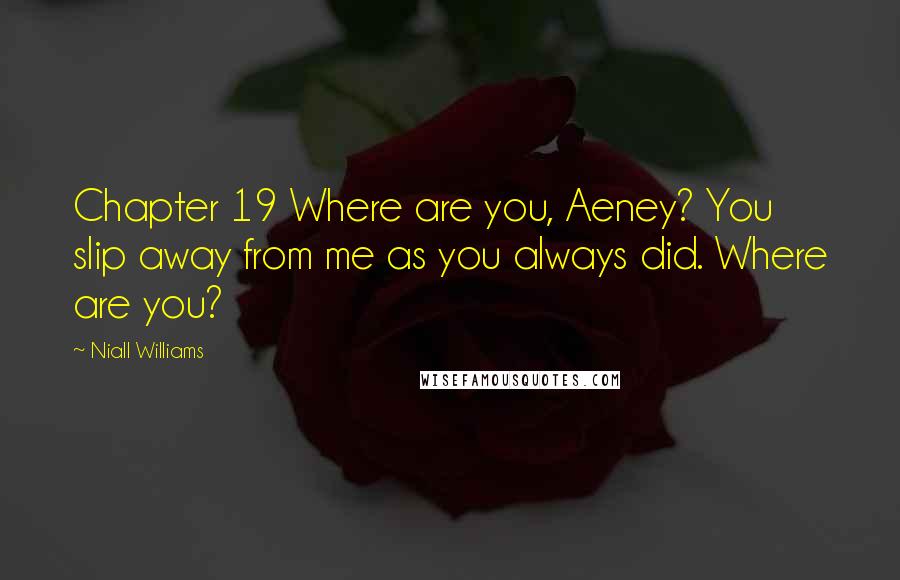 Niall Williams Quotes: Chapter 19 Where are you, Aeney? You slip away from me as you always did. Where are you?