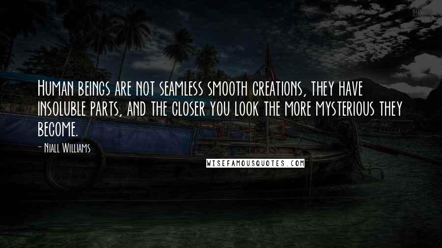 Niall Williams Quotes: Human beings are not seamless smooth creations, they have insoluble parts, and the closer you look the more mysterious they become.