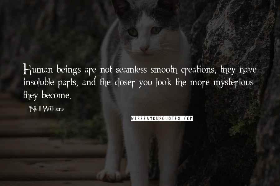 Niall Williams Quotes: Human beings are not seamless smooth creations, they have insoluble parts, and the closer you look the more mysterious they become.