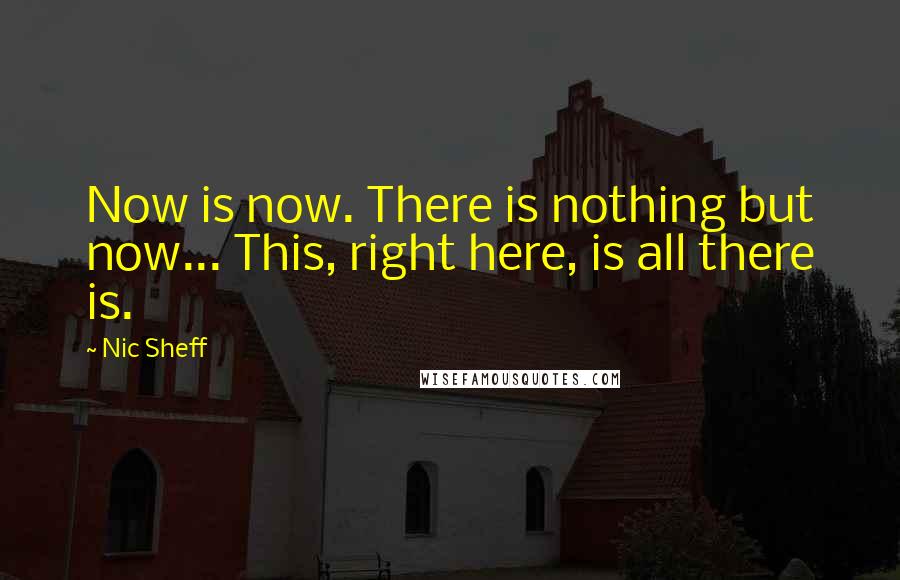 Nic Sheff Quotes: Now is now. There is nothing but now... This, right here, is all there is.