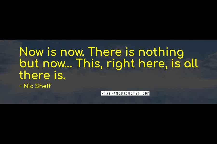 Nic Sheff Quotes: Now is now. There is nothing but now... This, right here, is all there is.