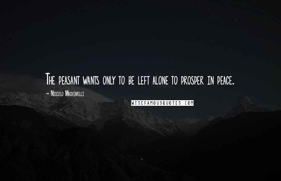 Niccolo Machiavelli Quotes: The peasant wants only to be left alone to prosper in peace.