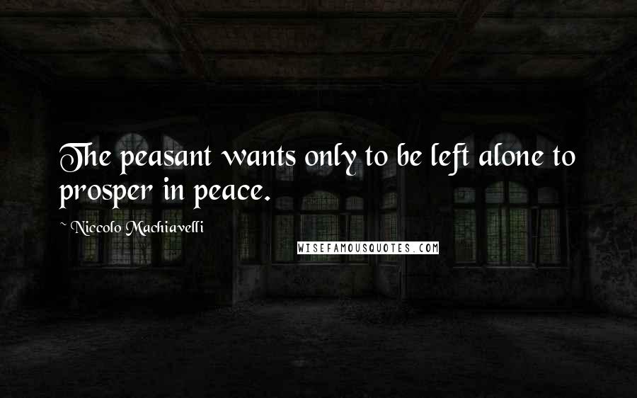 Niccolo Machiavelli Quotes: The peasant wants only to be left alone to prosper in peace.