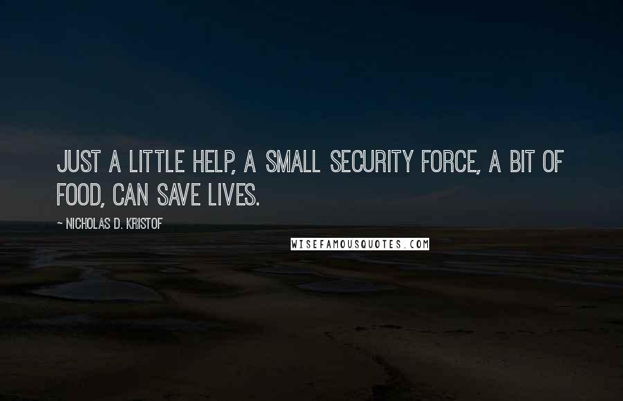 Nicholas D. Kristof Quotes: Just a little help, a small security force, a bit of food, can save lives.