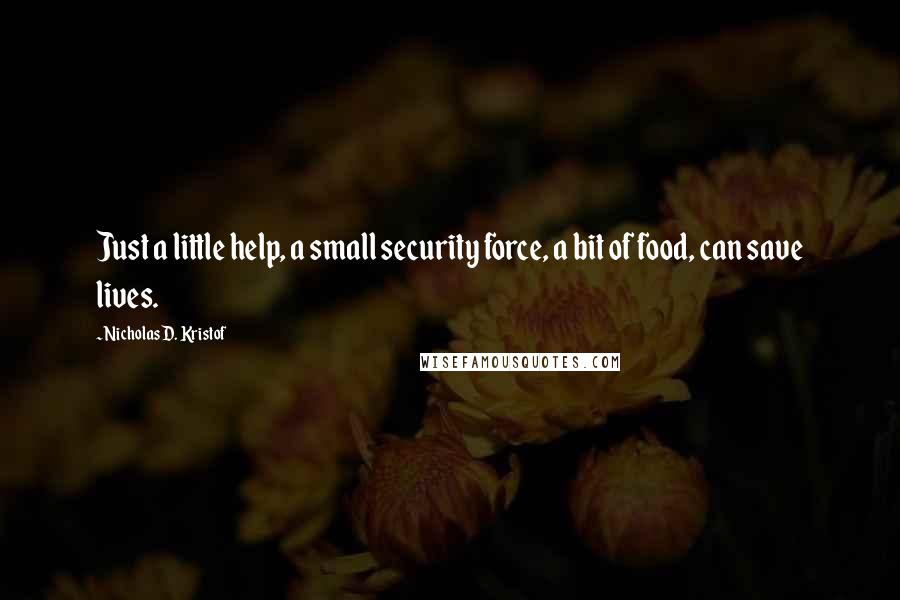 Nicholas D. Kristof Quotes: Just a little help, a small security force, a bit of food, can save lives.