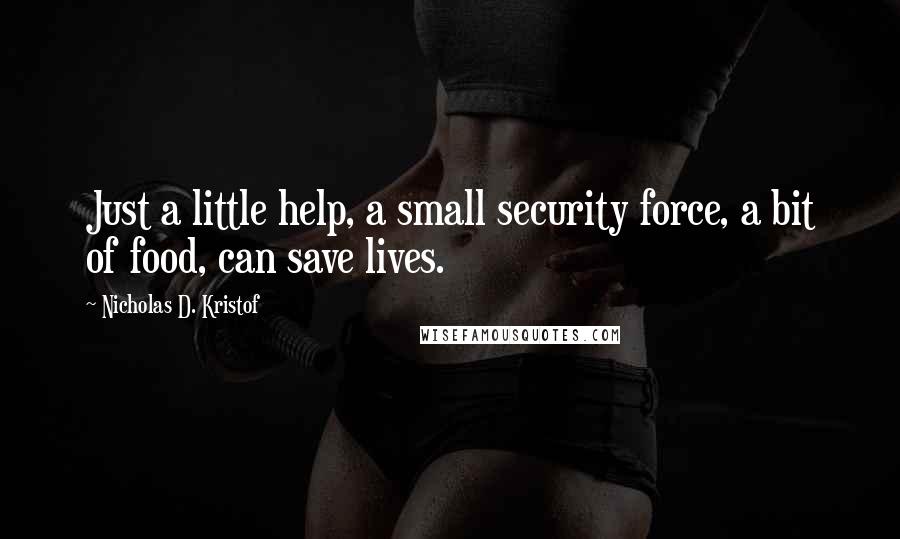 Nicholas D. Kristof Quotes: Just a little help, a small security force, a bit of food, can save lives.