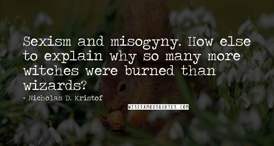 Nicholas D. Kristof Quotes: Sexism and misogyny. How else to explain why so many more witches were burned than wizards?