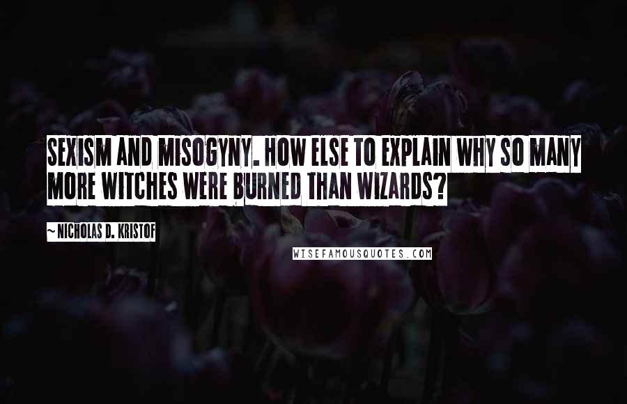 Nicholas D. Kristof Quotes: Sexism and misogyny. How else to explain why so many more witches were burned than wizards?