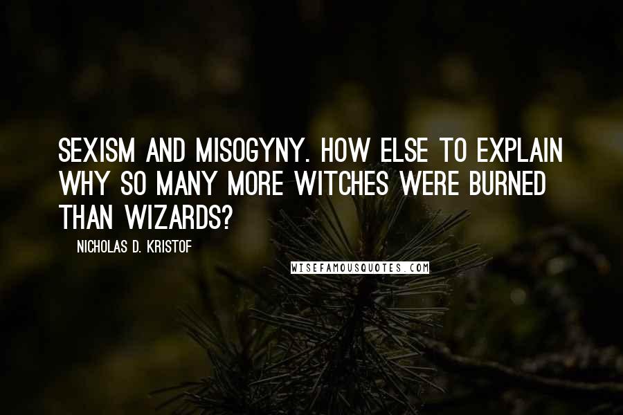 Nicholas D. Kristof Quotes: Sexism and misogyny. How else to explain why so many more witches were burned than wizards?