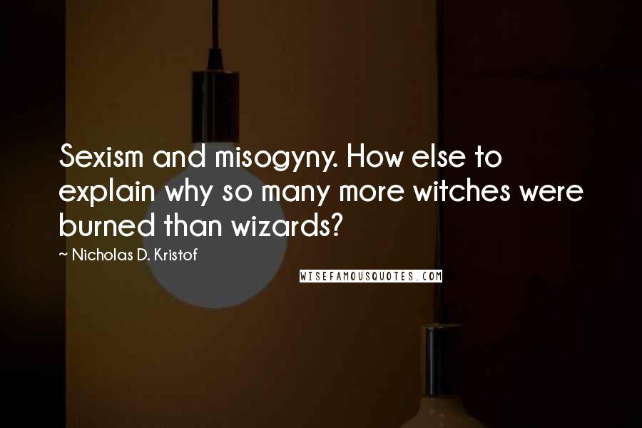 Nicholas D. Kristof Quotes: Sexism and misogyny. How else to explain why so many more witches were burned than wizards?