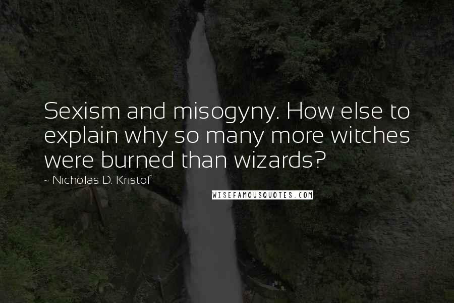 Nicholas D. Kristof Quotes: Sexism and misogyny. How else to explain why so many more witches were burned than wizards?