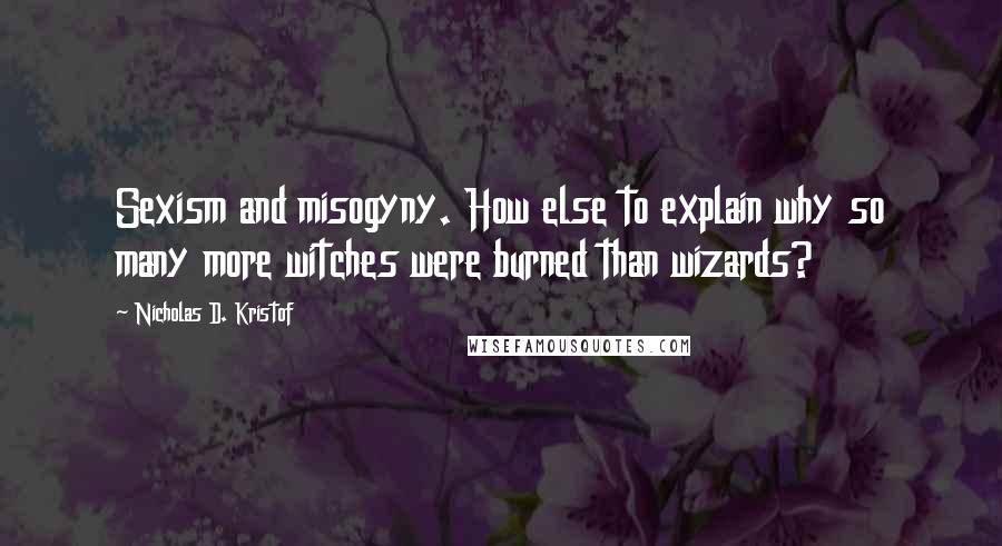 Nicholas D. Kristof Quotes: Sexism and misogyny. How else to explain why so many more witches were burned than wizards?