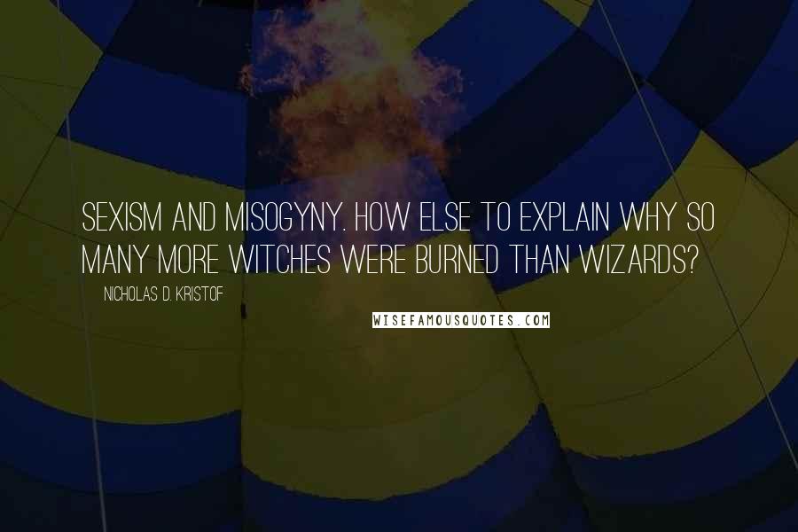 Nicholas D. Kristof Quotes: Sexism and misogyny. How else to explain why so many more witches were burned than wizards?