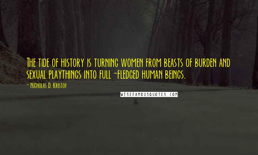 Nicholas D. Kristof Quotes: The tide of history is turning women from beasts of burden and sexual playthings into full-fledged human beings.