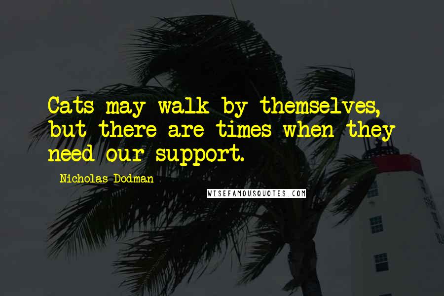 Nicholas Dodman Quotes: Cats may walk by themselves, but there are times when they need our support.