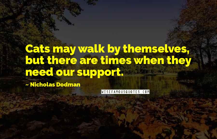 Nicholas Dodman Quotes: Cats may walk by themselves, but there are times when they need our support.