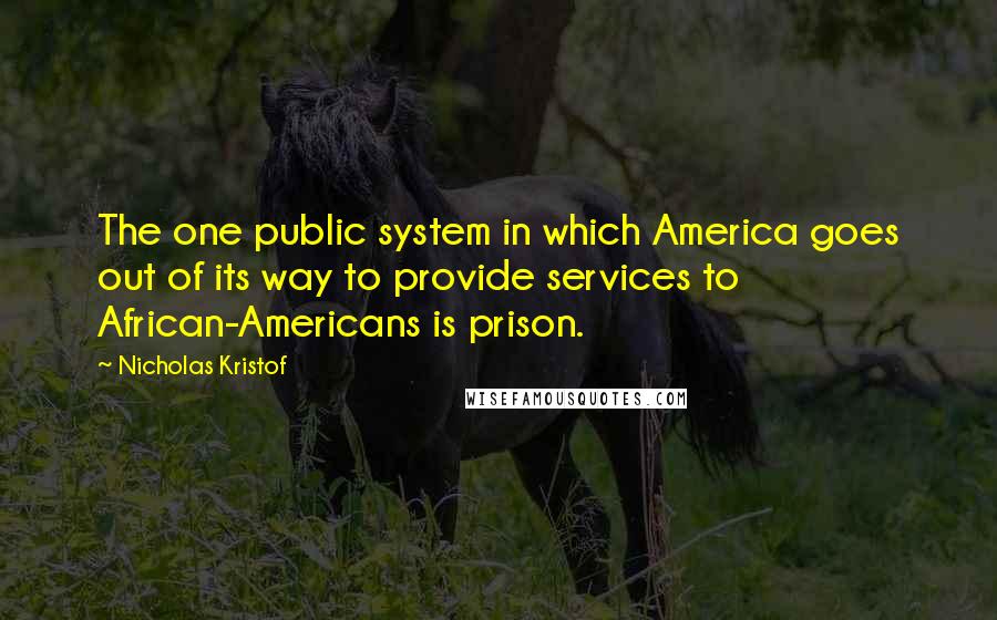 Nicholas Kristof Quotes: The one public system in which America goes out of its way to provide services to African-Americans is prison.