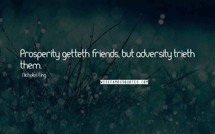 Nicholas Ling Quotes: Prosperity getteth friends, but adversity trieth them.